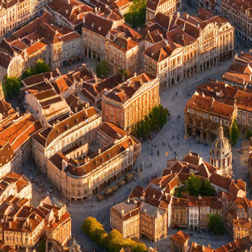 Вид сверху на европейский город эпохи Просвещения