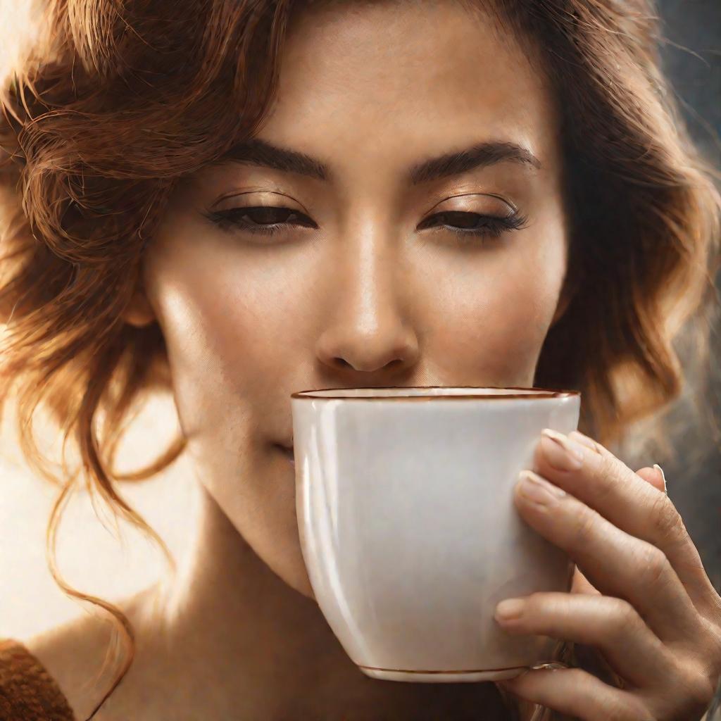 Женщина пьет имбирный чай