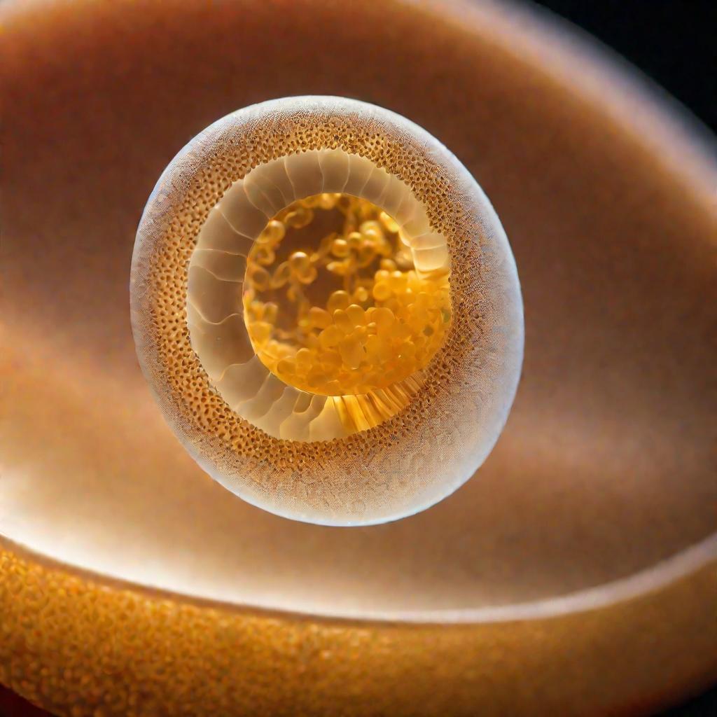 Микроскопический снимок яйца ленточного червя на предметном стекле