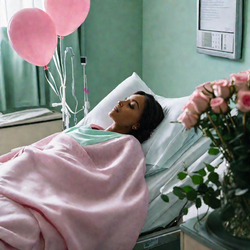 Вид сверху на женщину после операции в больничной палате