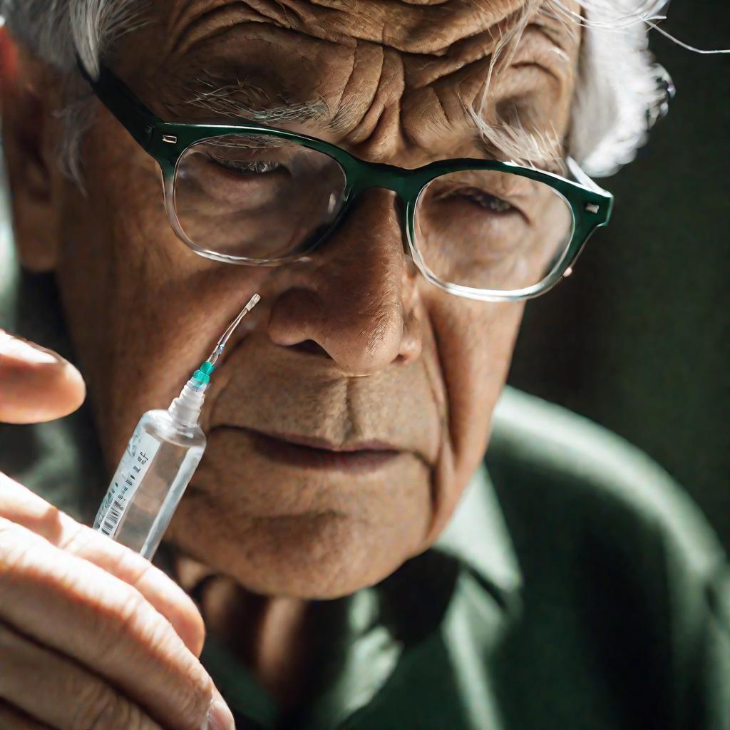 Пожилой мужчина делает прививку от кори
