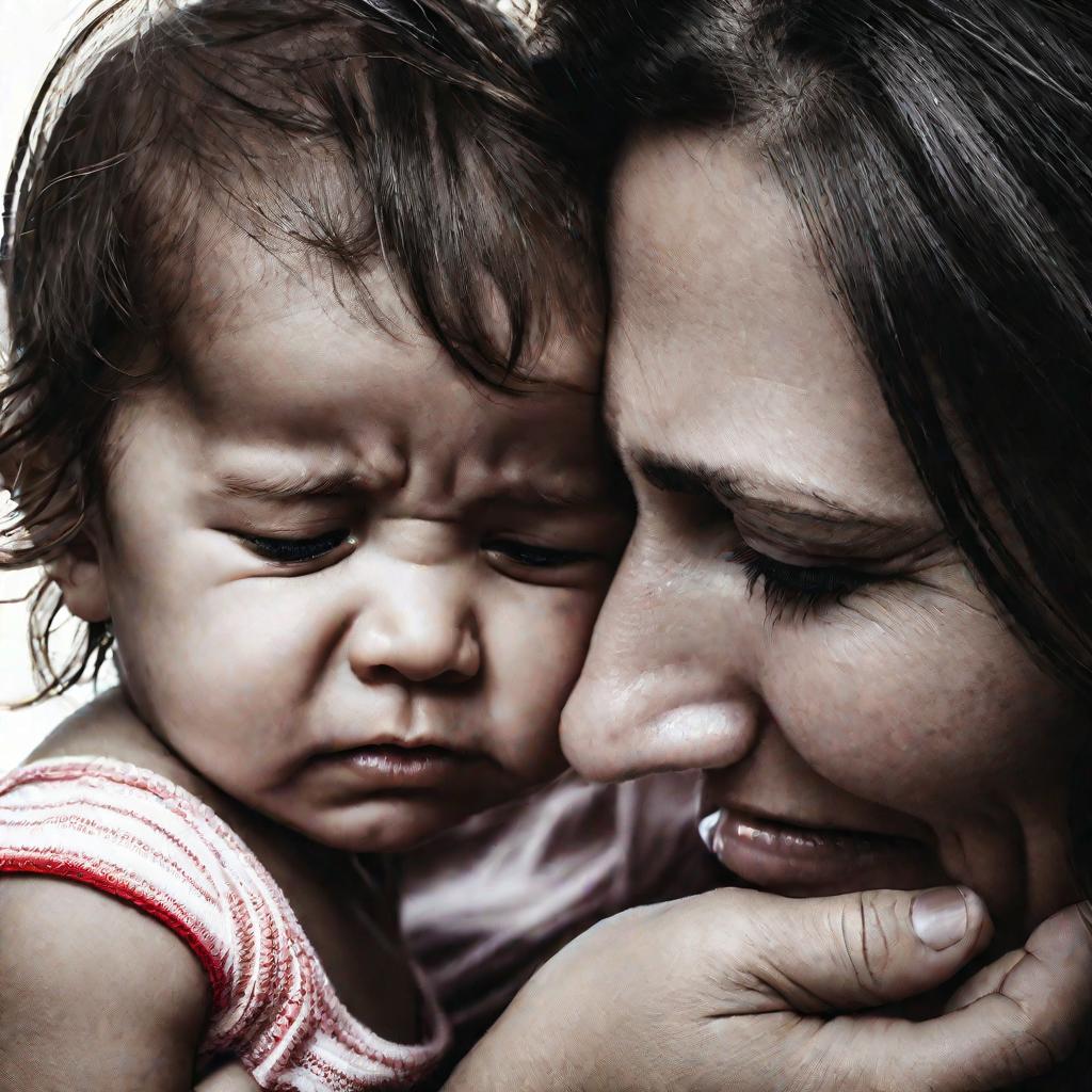 Мать утешает плачущего ребенка