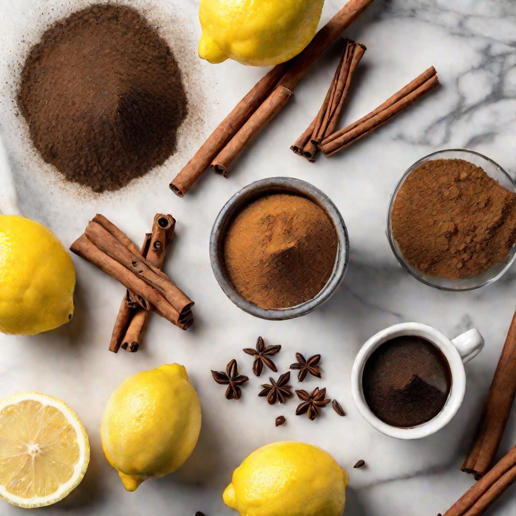 Ингредиенты для кофе с корицей и лимоном