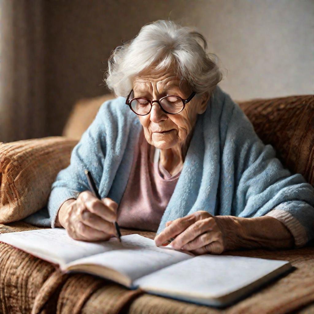 Пожилая женщина читает рекомендации по диете