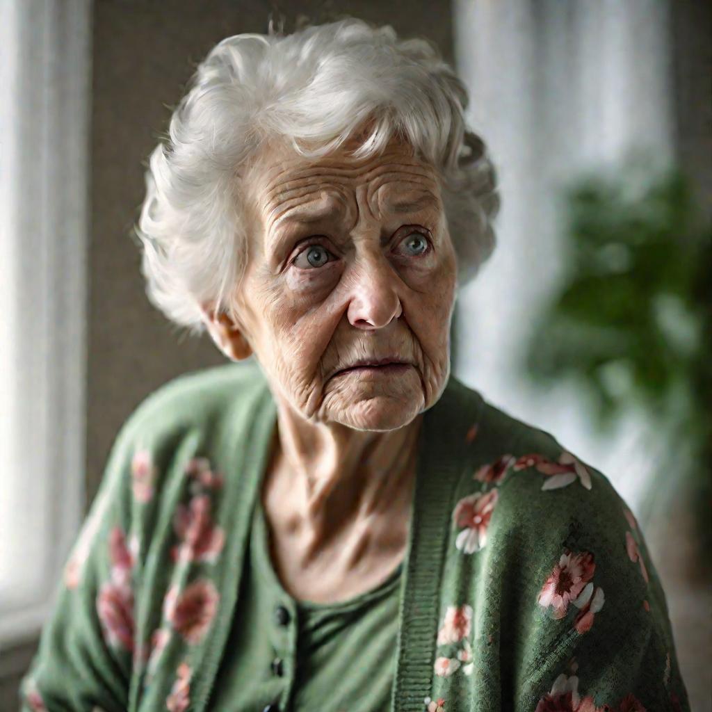 Портрет пожилой женщины с признаками деменции