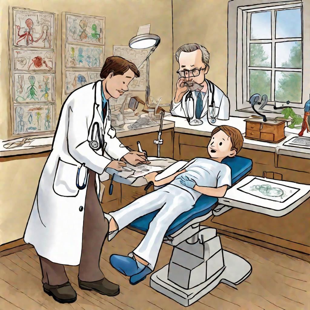 Кабинет врача-оториноларинголога во время осмотра ребенка с подозрением на гайморит