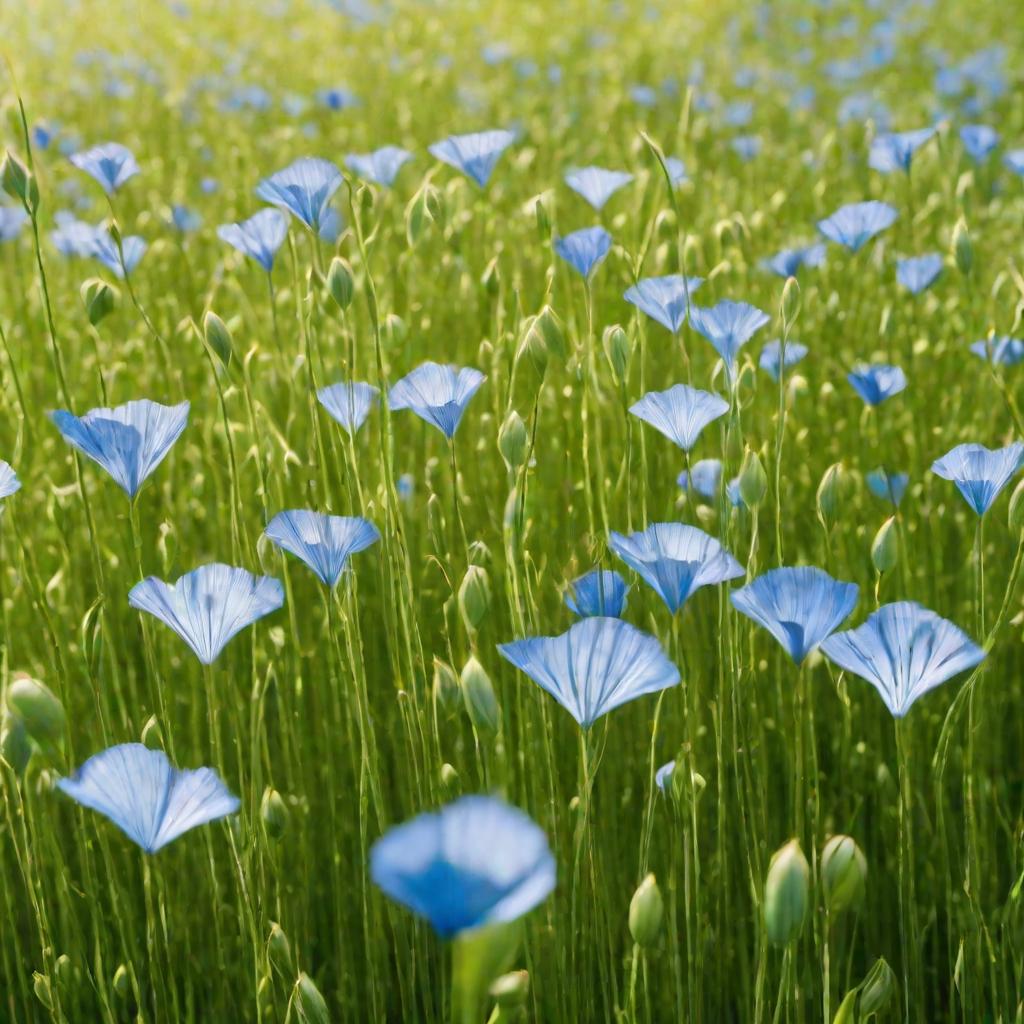 Поле льна с голубыми цветами
