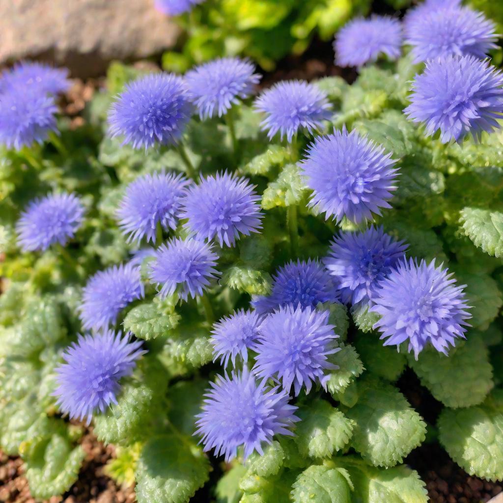 Крупным планом голубые цветы агератума