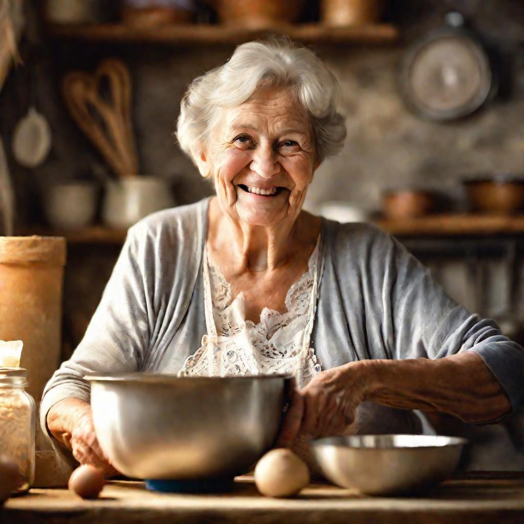 Портрет пожилой женщины с миской