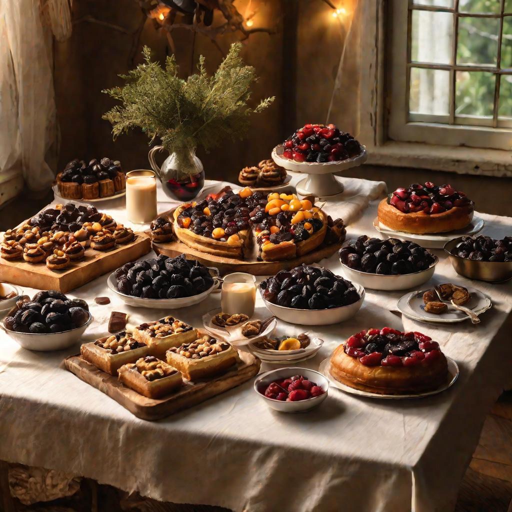 Праздничный стол с десертами