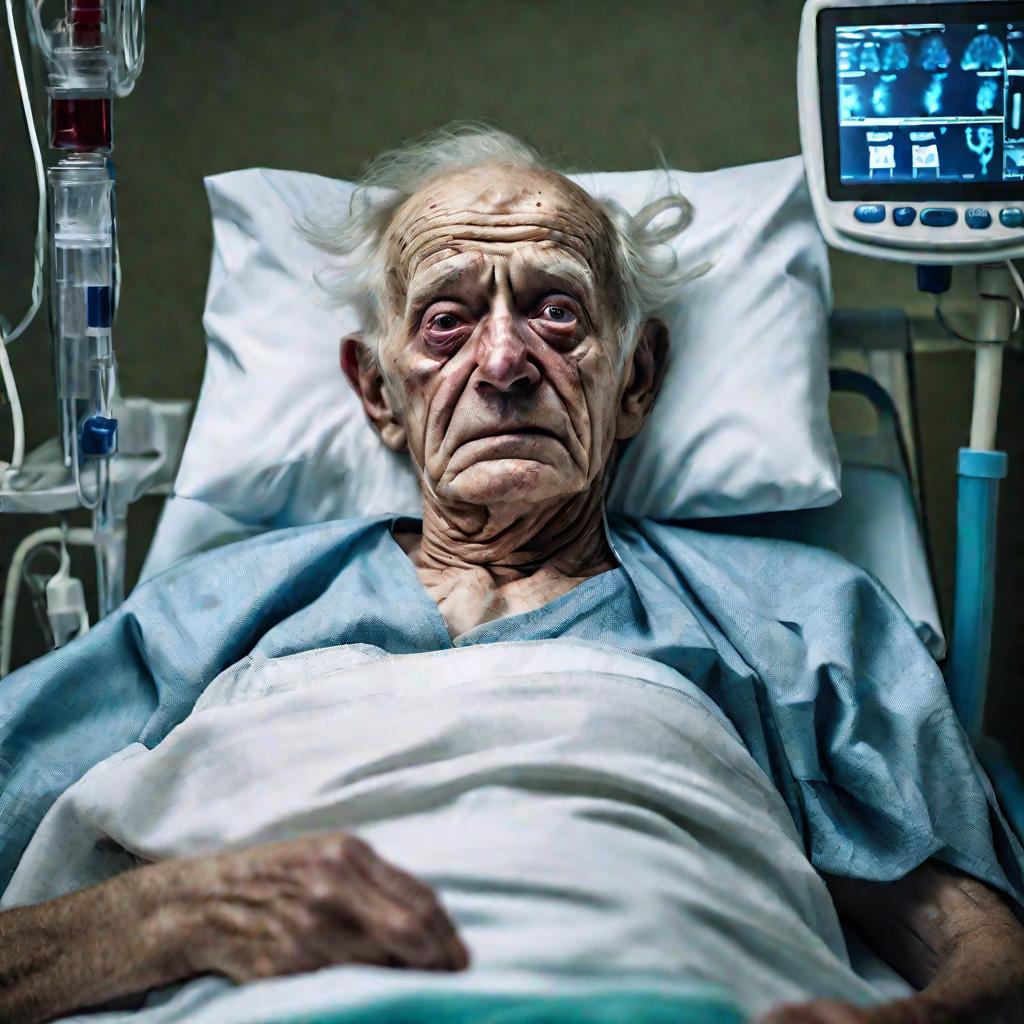 Портрет больного старика в больнице