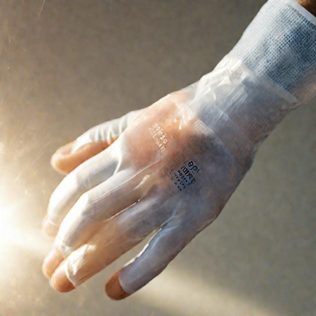Рука в перчатке держит тюбик мази для лечения псориаза