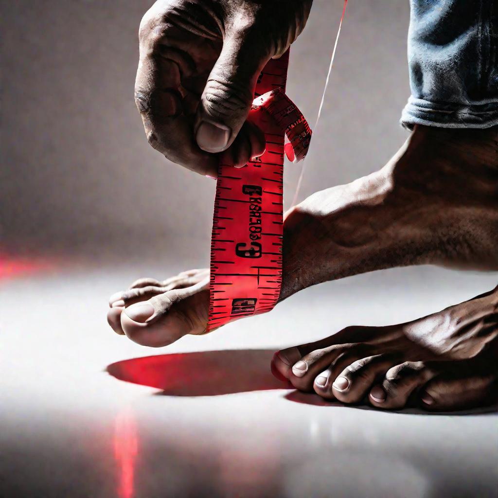 Измерение ноги для подбора размера кед