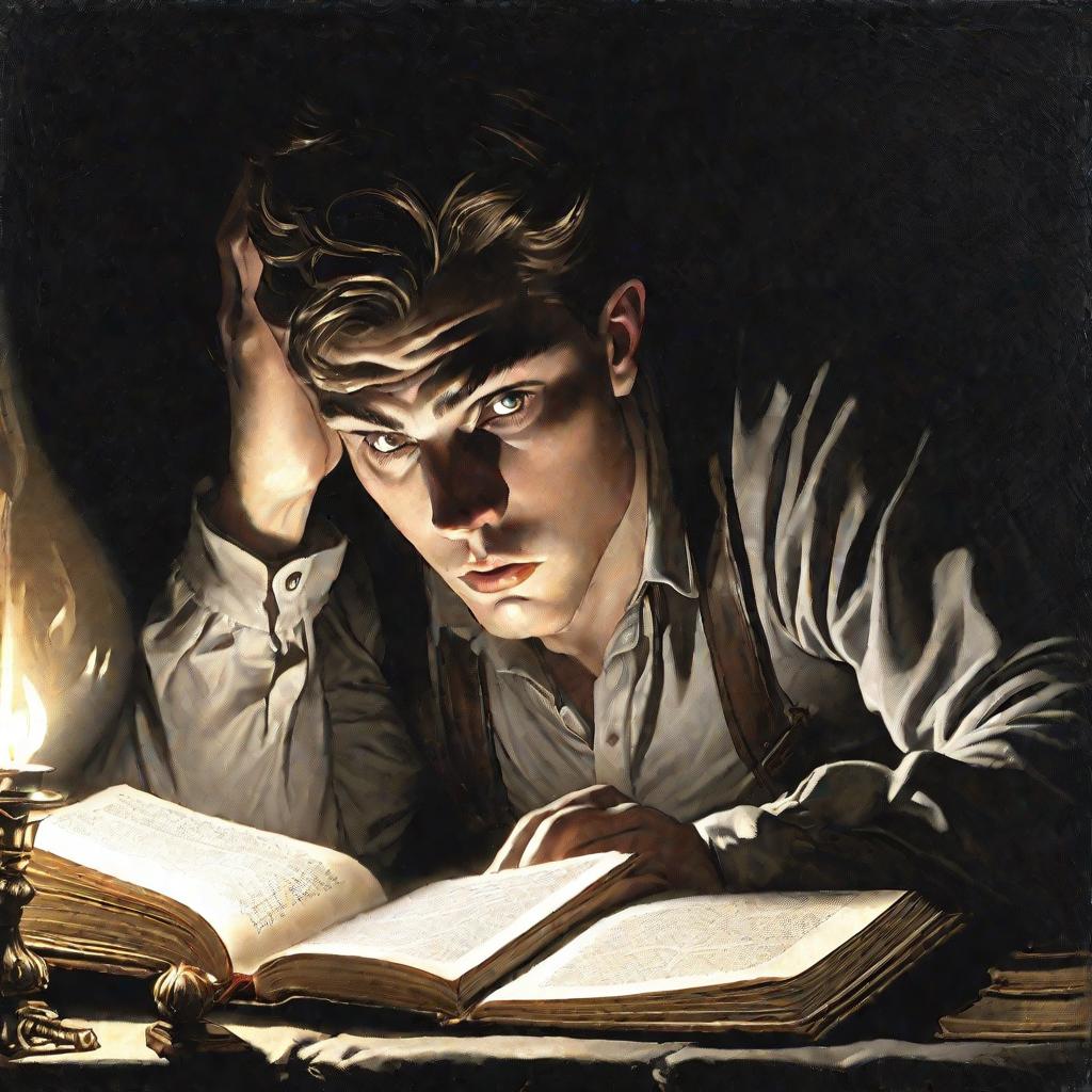Портрет молодого человека, читающего при свечах