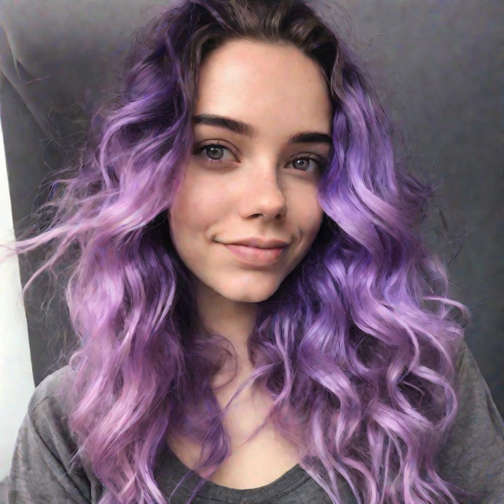 Девушка с фиолетовым омбре на волосах