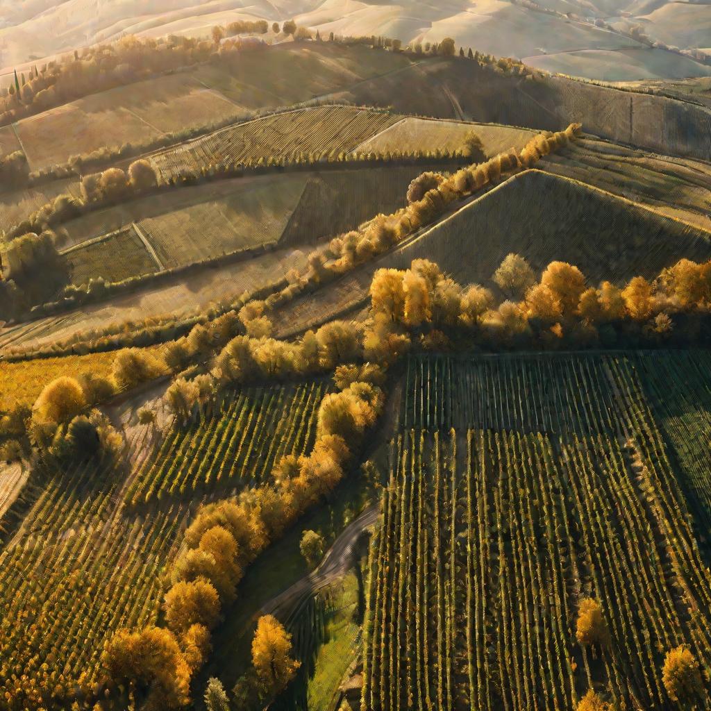 Виноградники Германии осенью с высоты
