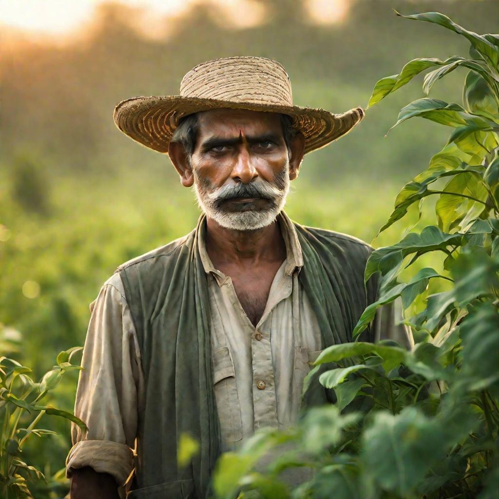 Фермер, Индия, восход солнца