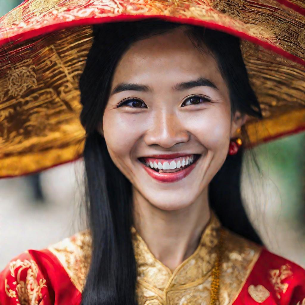 Портрет вьетнамки в национальном костюме