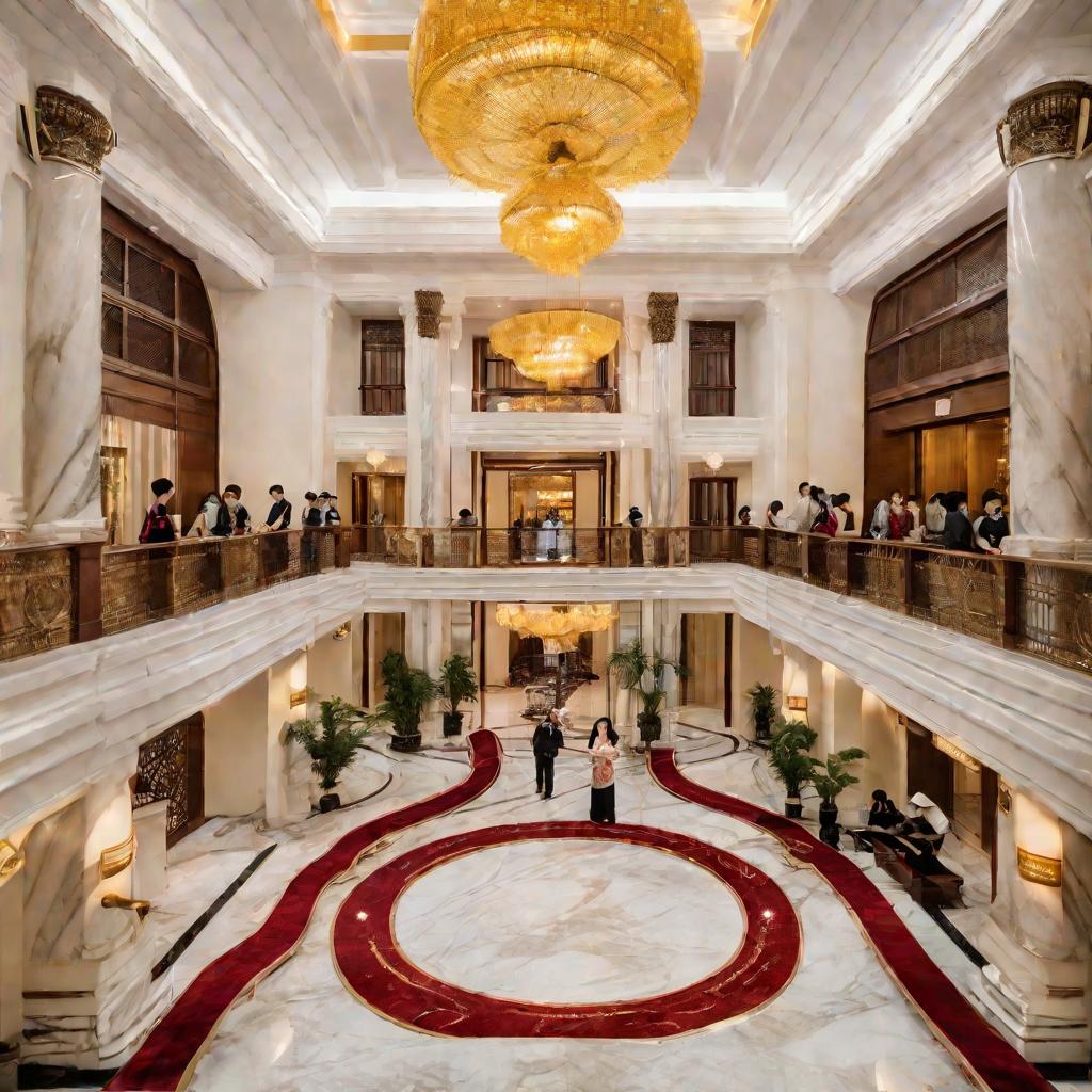 Вид сверху на лобби роскошного отеля во Вьетнаме