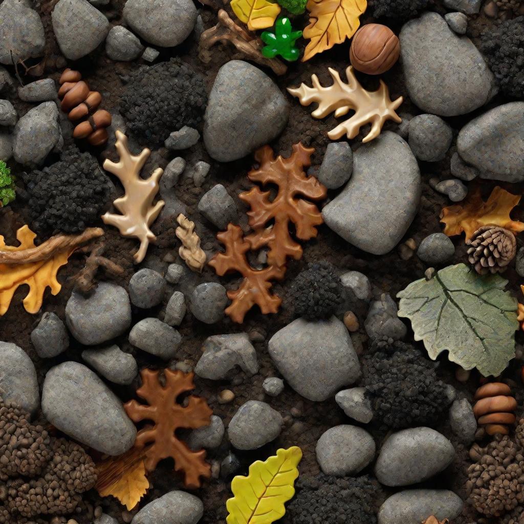 композиция из почвы, листьев, камней и мха