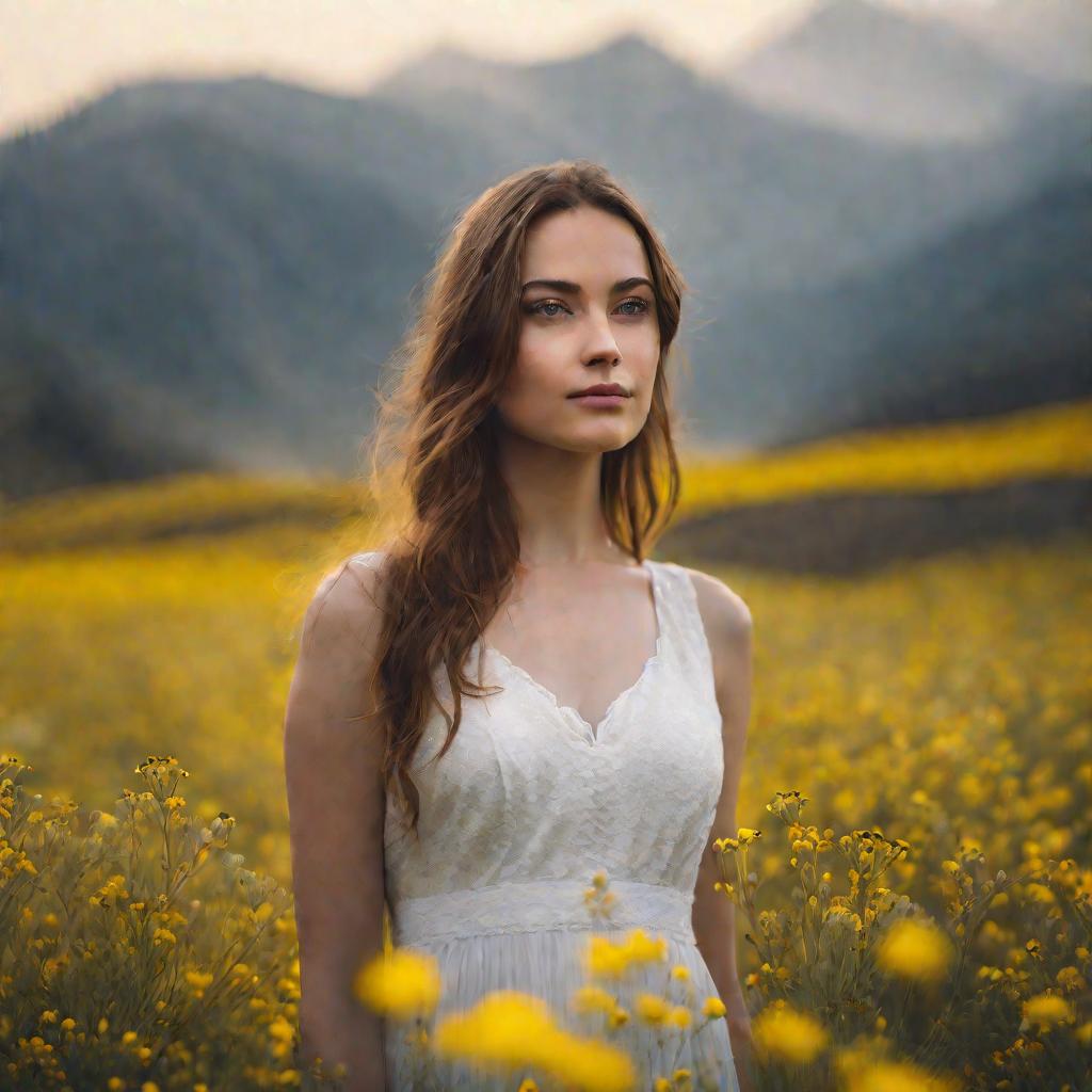 Портрет девушки на фоне цветов