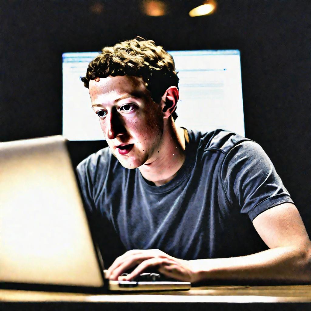 Молодой Марк Цукерберг работает ночью