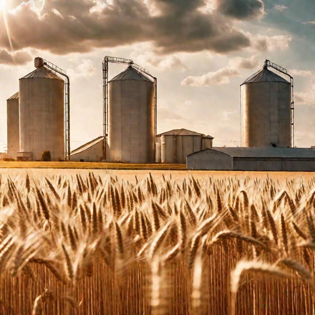 Пшеничное поле и мукомольный завод