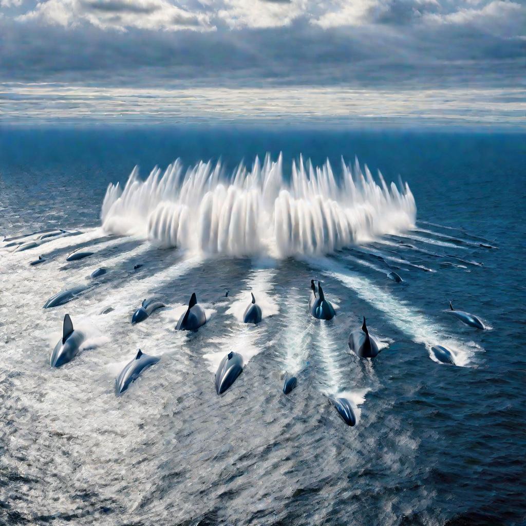Синие киты в океане