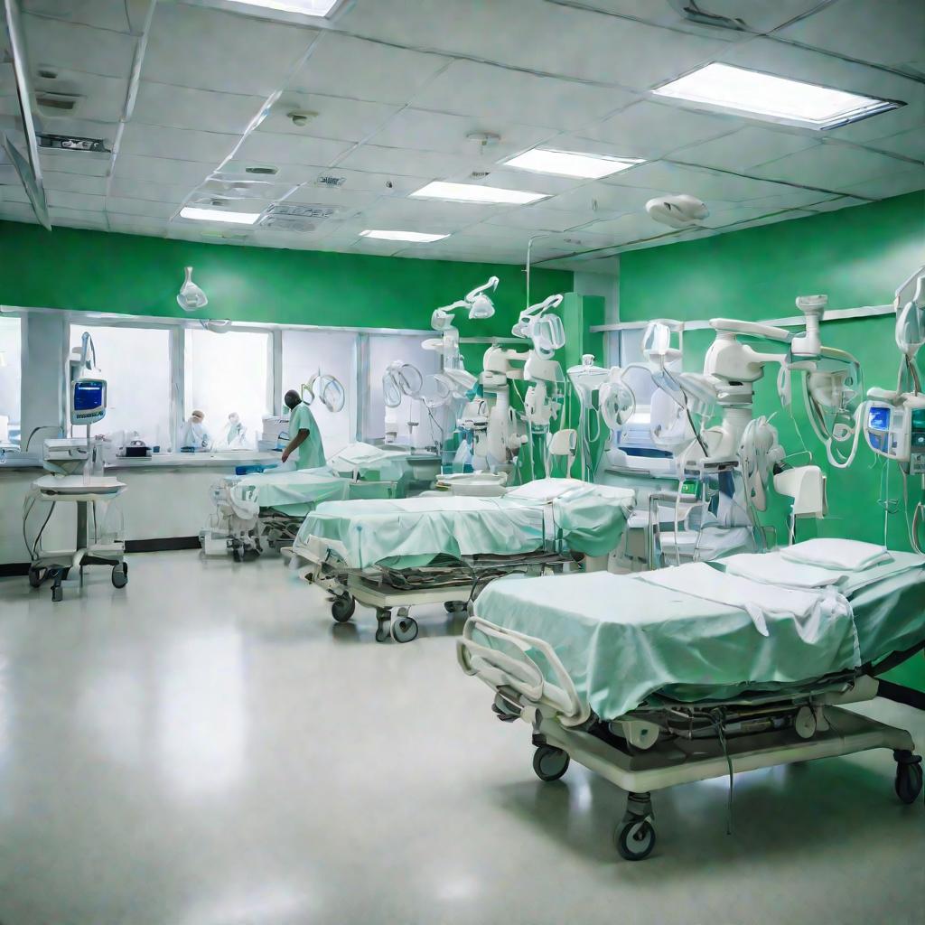 Интерьер современной больничной палаты с новейшим оборудованием