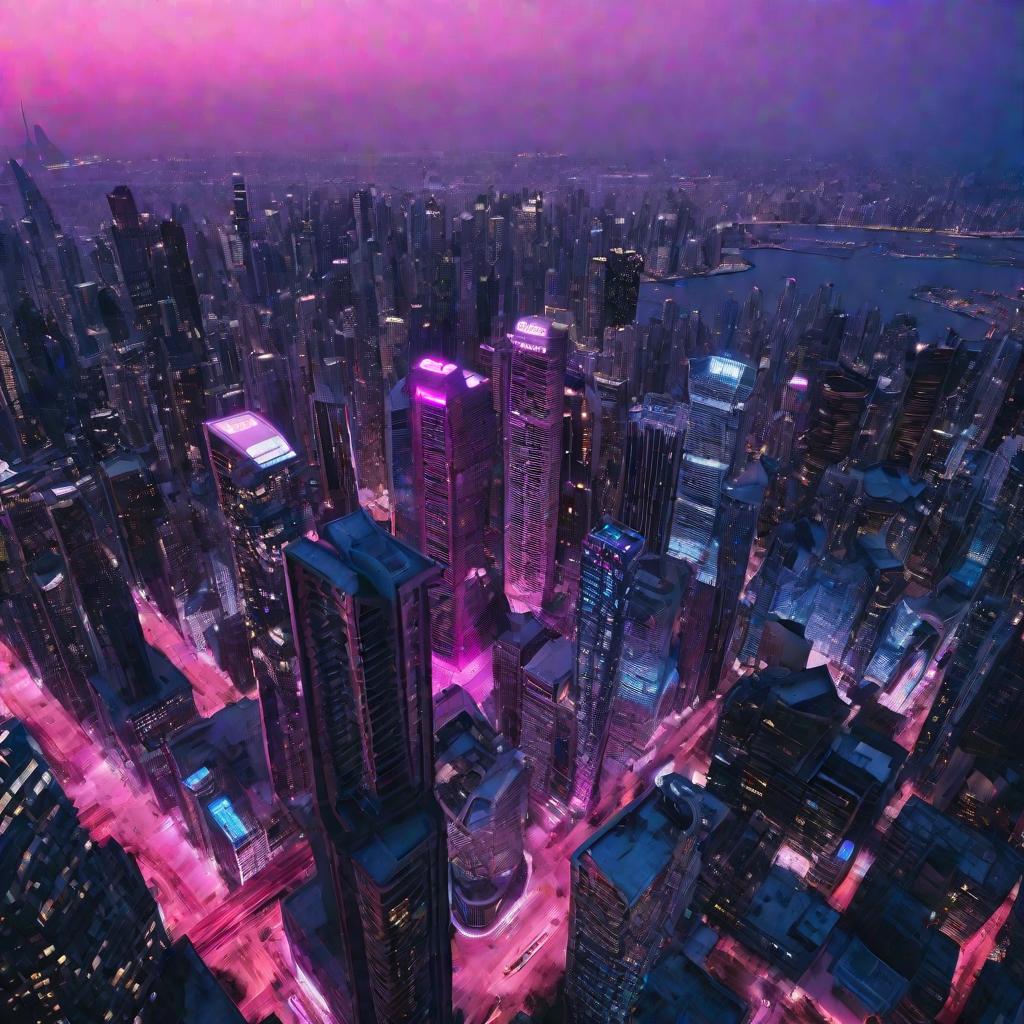 Ночной город с неоновой подсветкой
