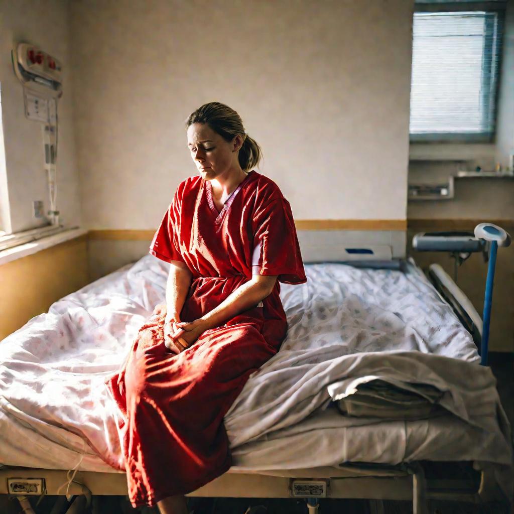 Женщина в больничной палате с кожной сыпью