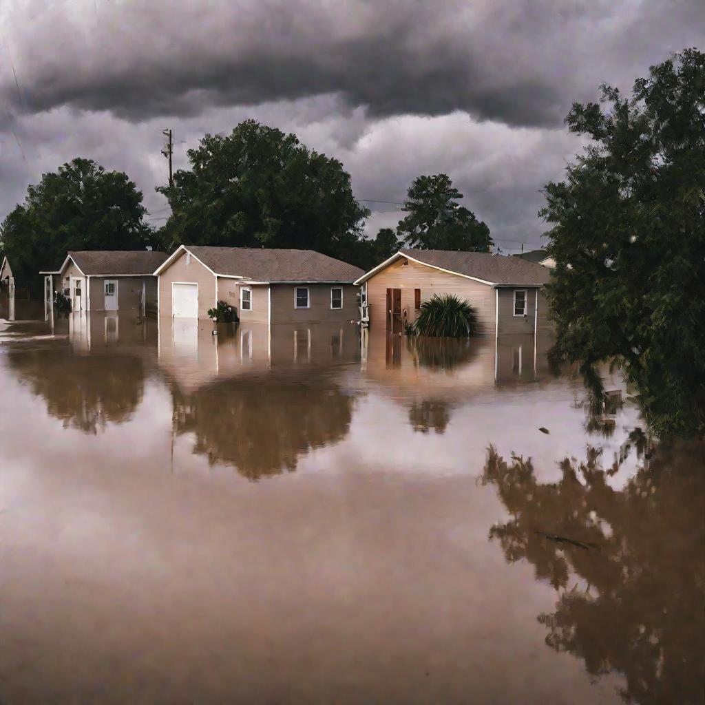 Наводнение города после урагана