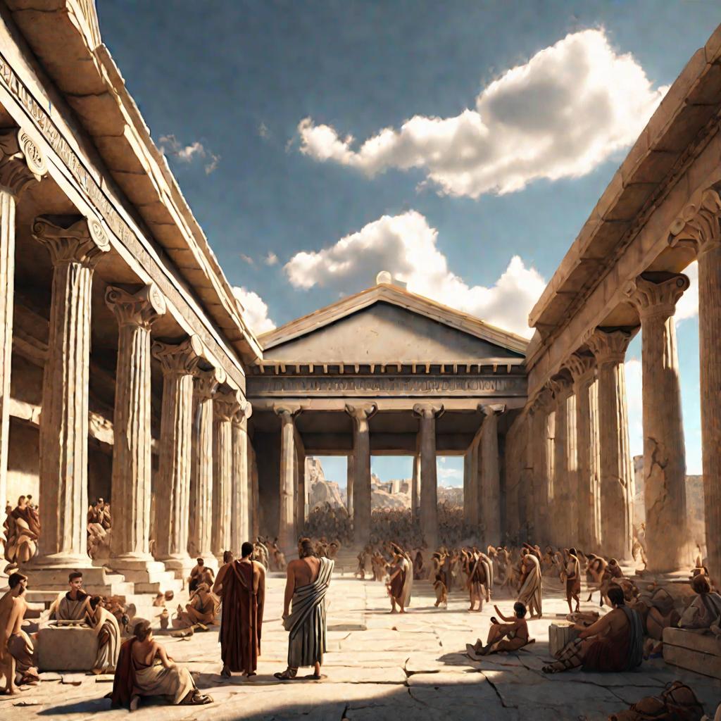 Древнегреческий рынок с философами