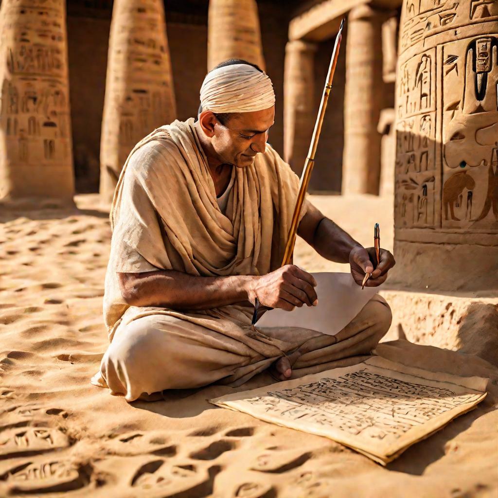 Египетский писец пишет иероглифы