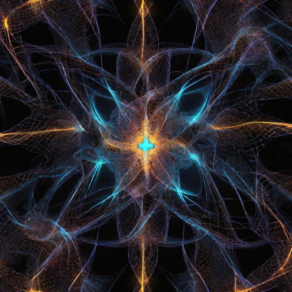 Сложная фрактальная структура, символизирующая квантовую природу реальности