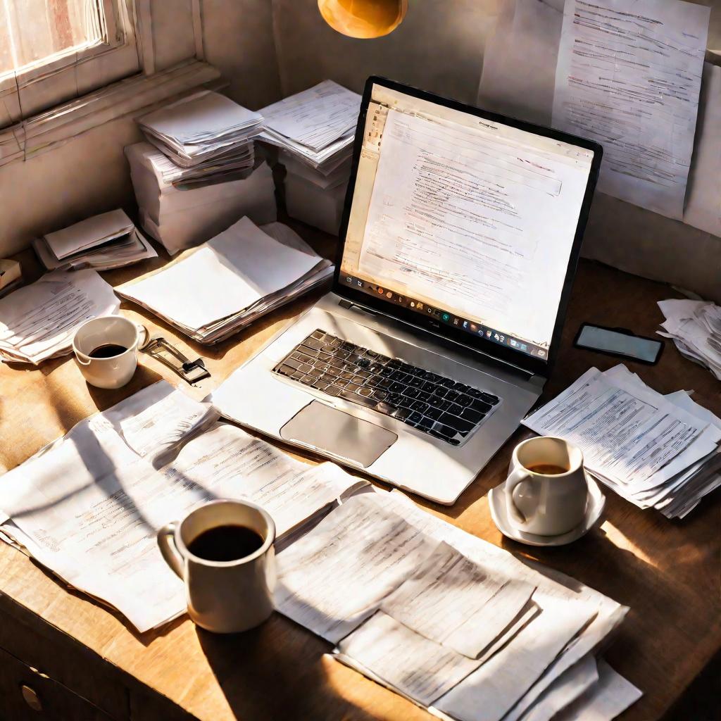 Рабочий стол, заваленный бумагами