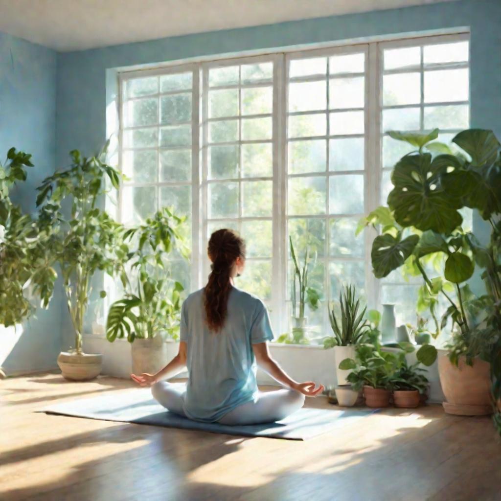 Женщина медитирует, обретая внутренний покой после расставания