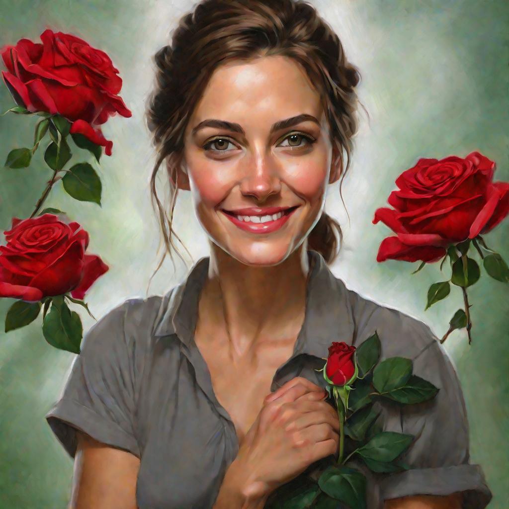 Женщина с розами на руках