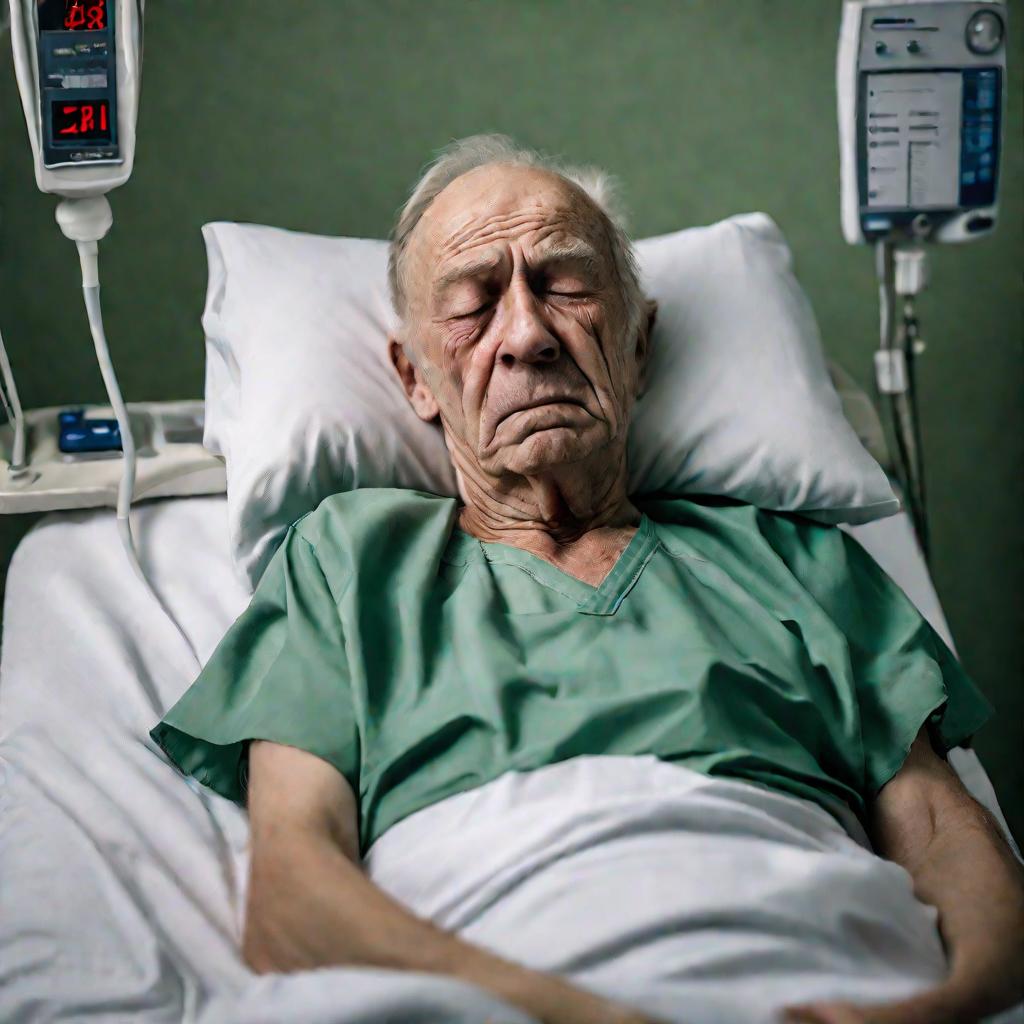 Больной старик в больнице