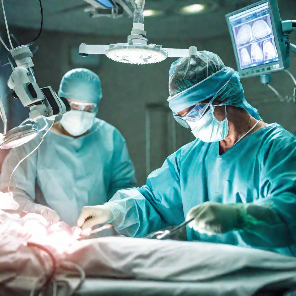 Хирург делает операцию на сердце пациента