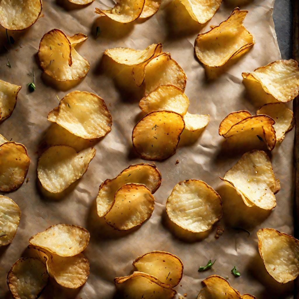 Домашние картофельные чипсы только из духовки на противне