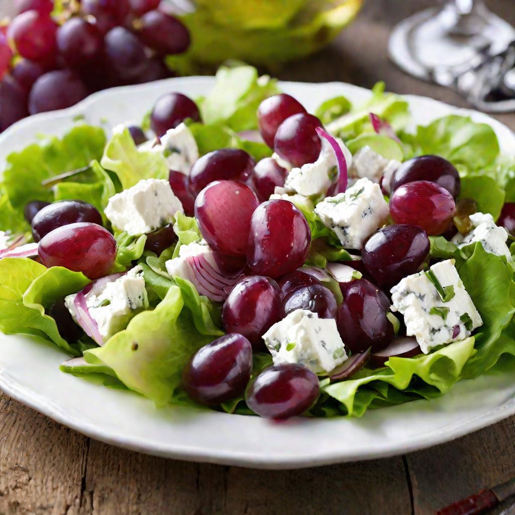 Салат с сыром и виноградом