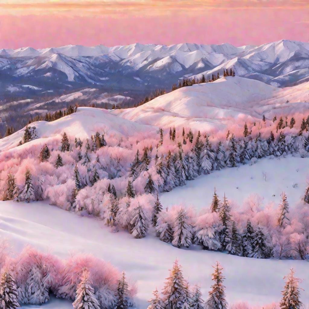 Зимний закат над холмами