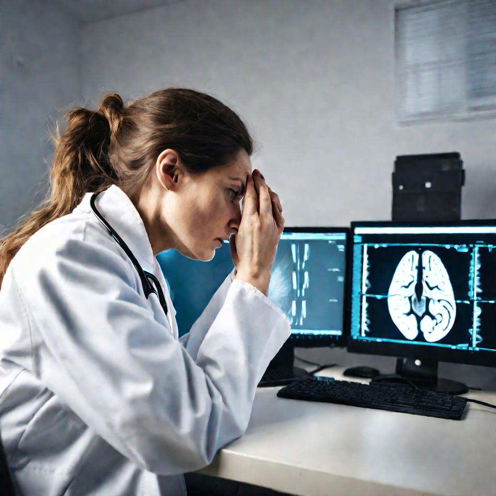 Женщина-врач изучает результаты МРТ