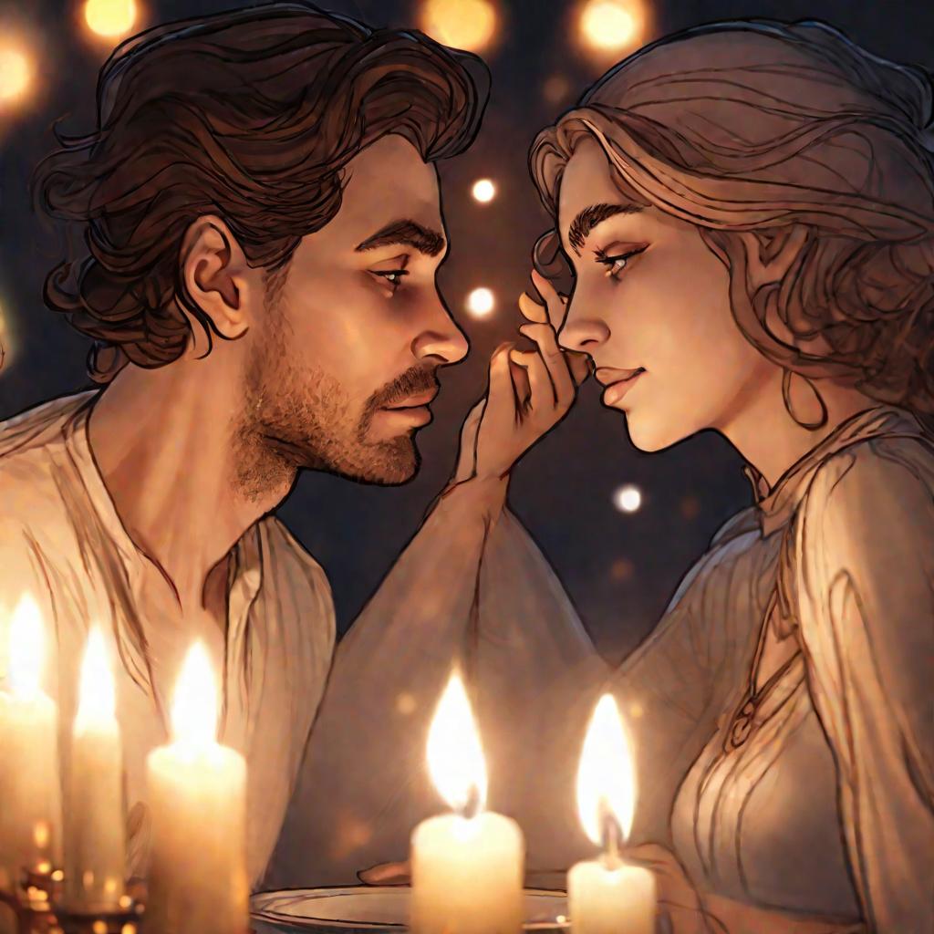 Портрет Весов и Водолея при свечах: смотрят друг другу в глаза с любовью