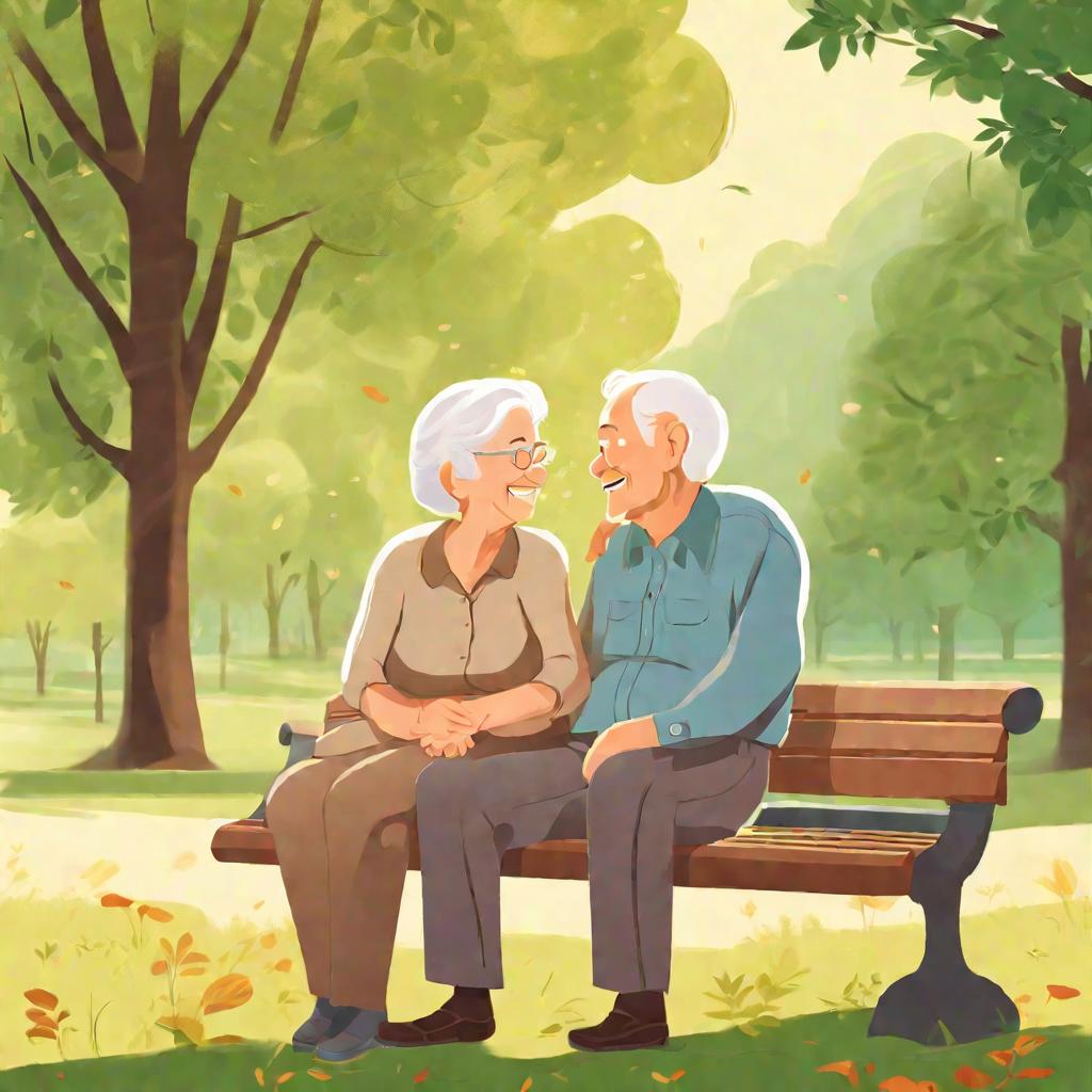 Счастливая пожилая пара в парке