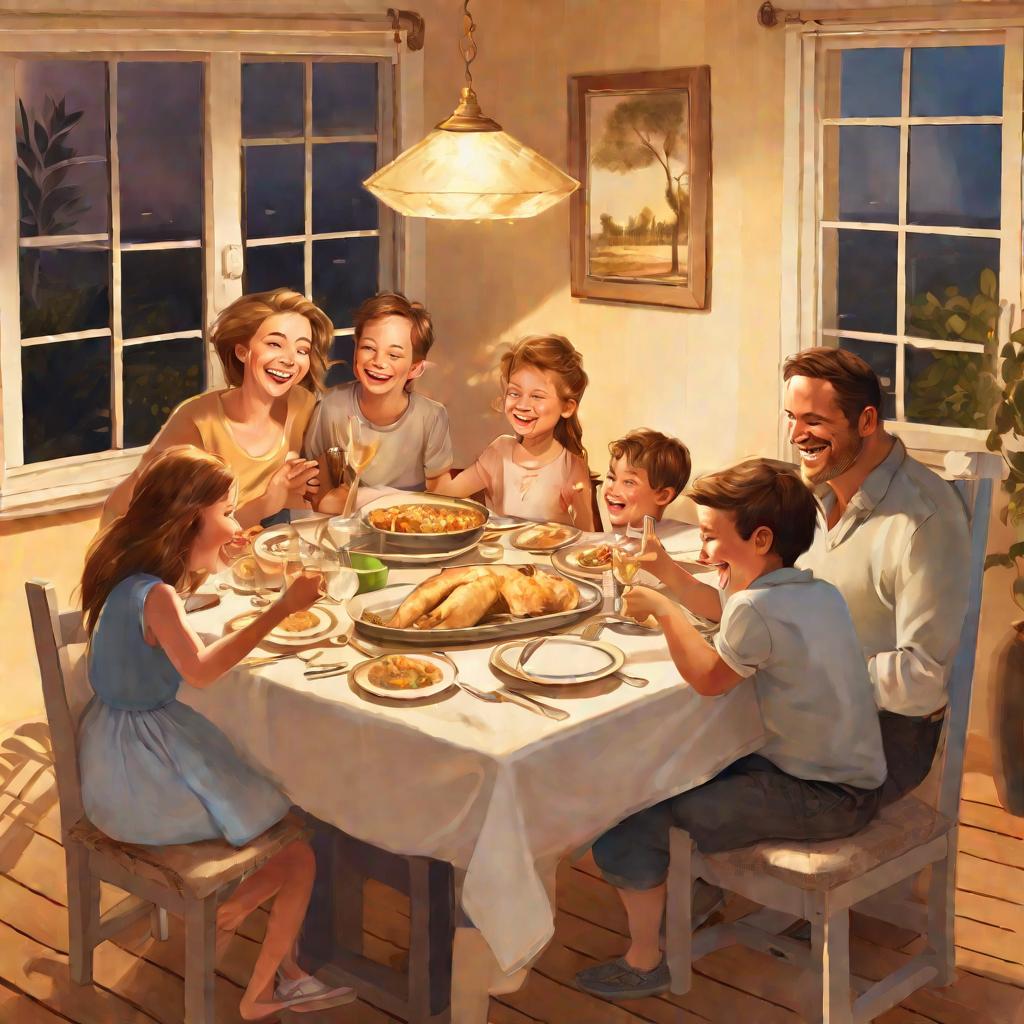 Счастливая семья за столом