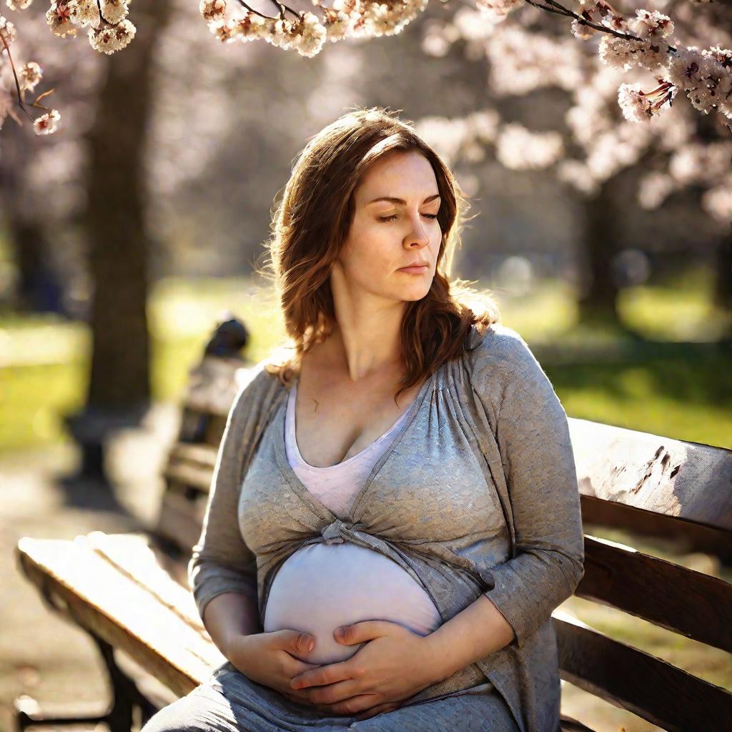 Портрет беременной женщины в парке весной
