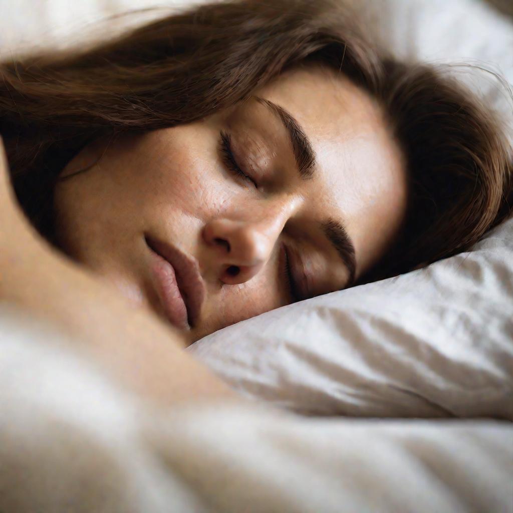 Спокойное лицо спящей женщины