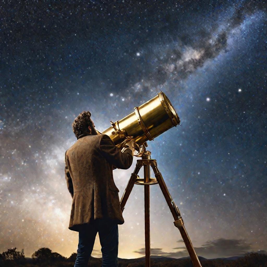 Астроном наблюдает ночное звездное небо